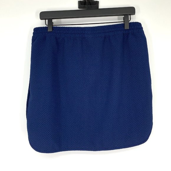 Calvin Klein Skirt Blue Herringbone Drawstring Pull On Mini Zip - Picture 5 of 7